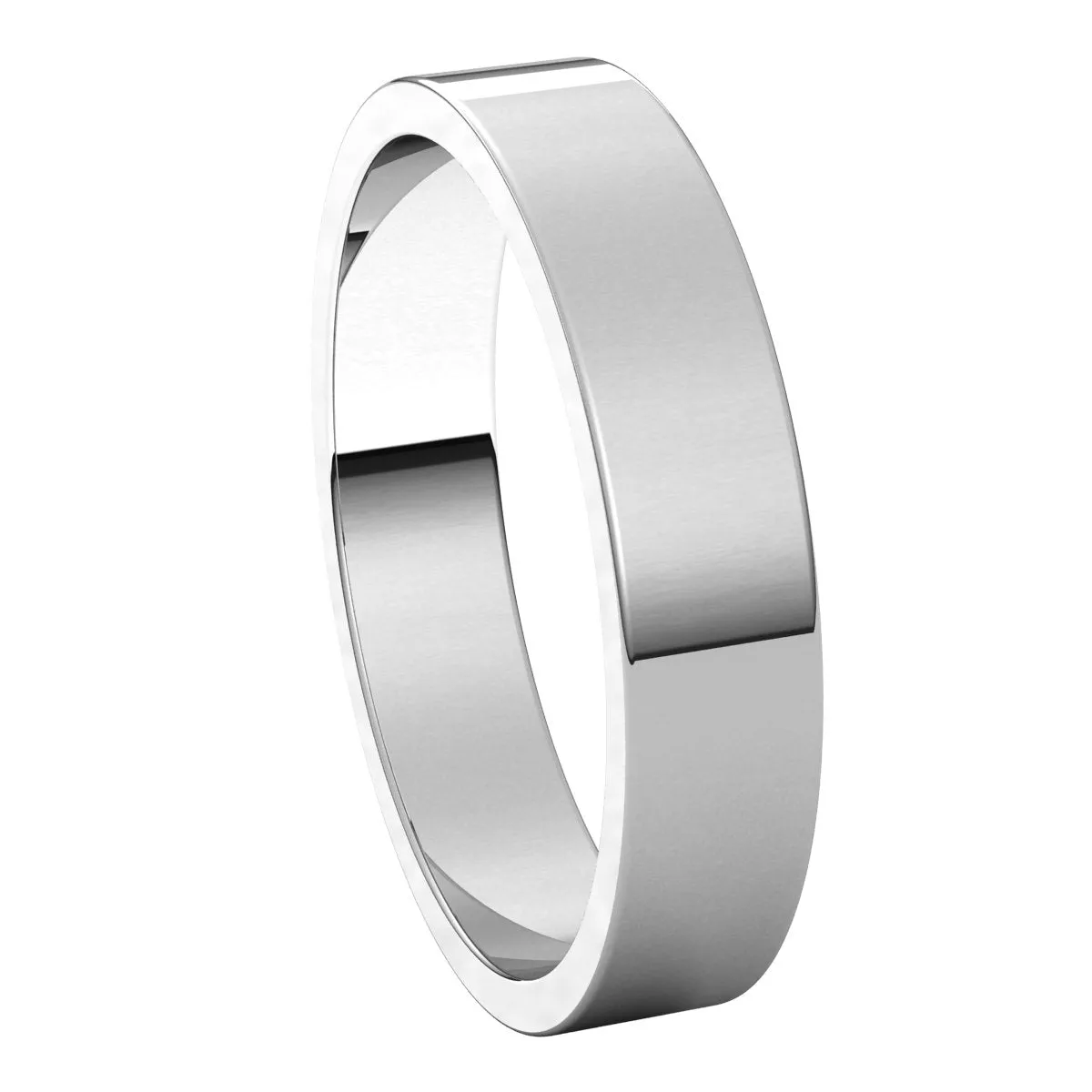 10K White Gold 4 mm flat Wedding Band