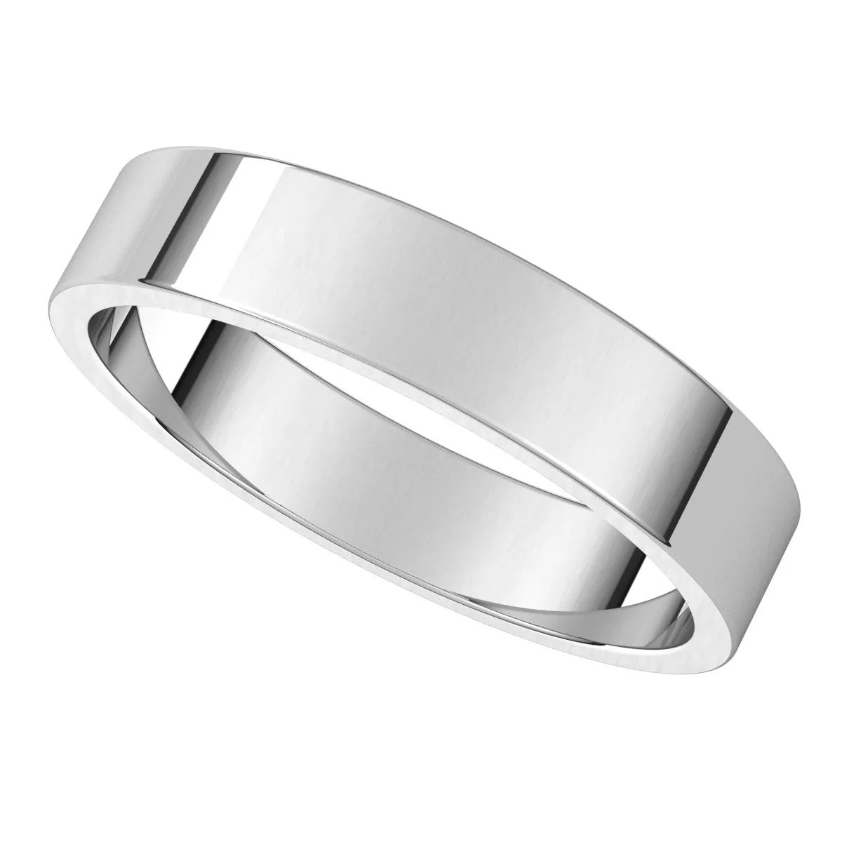 10K White Gold 4 mm flat Wedding Band