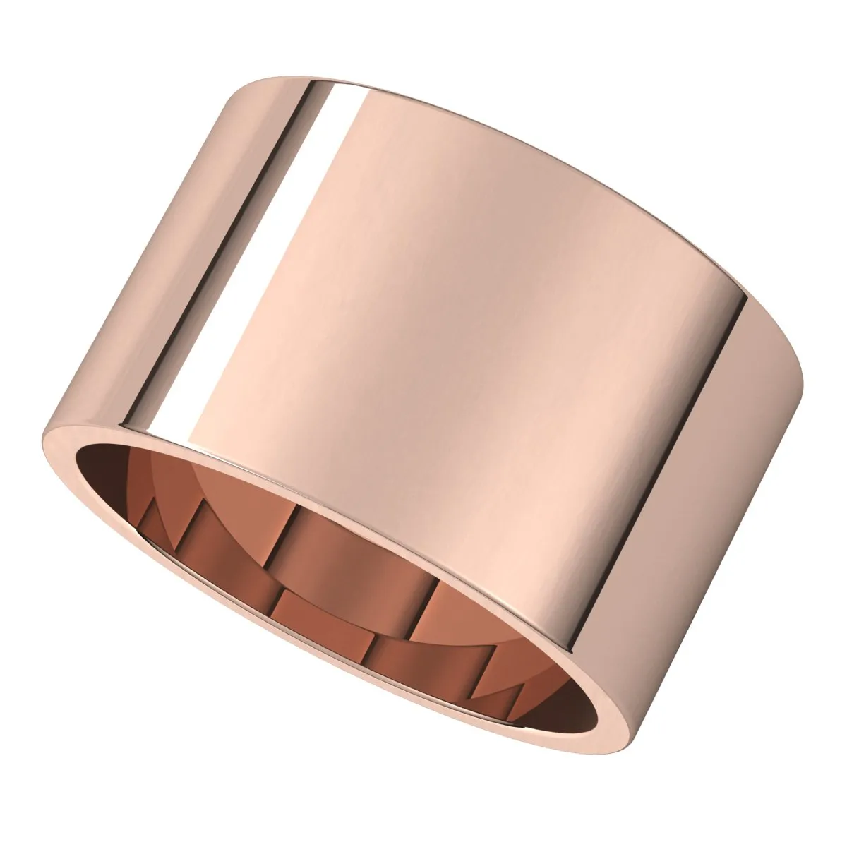 14K Rose Gold 12 mm flat Wedding Band