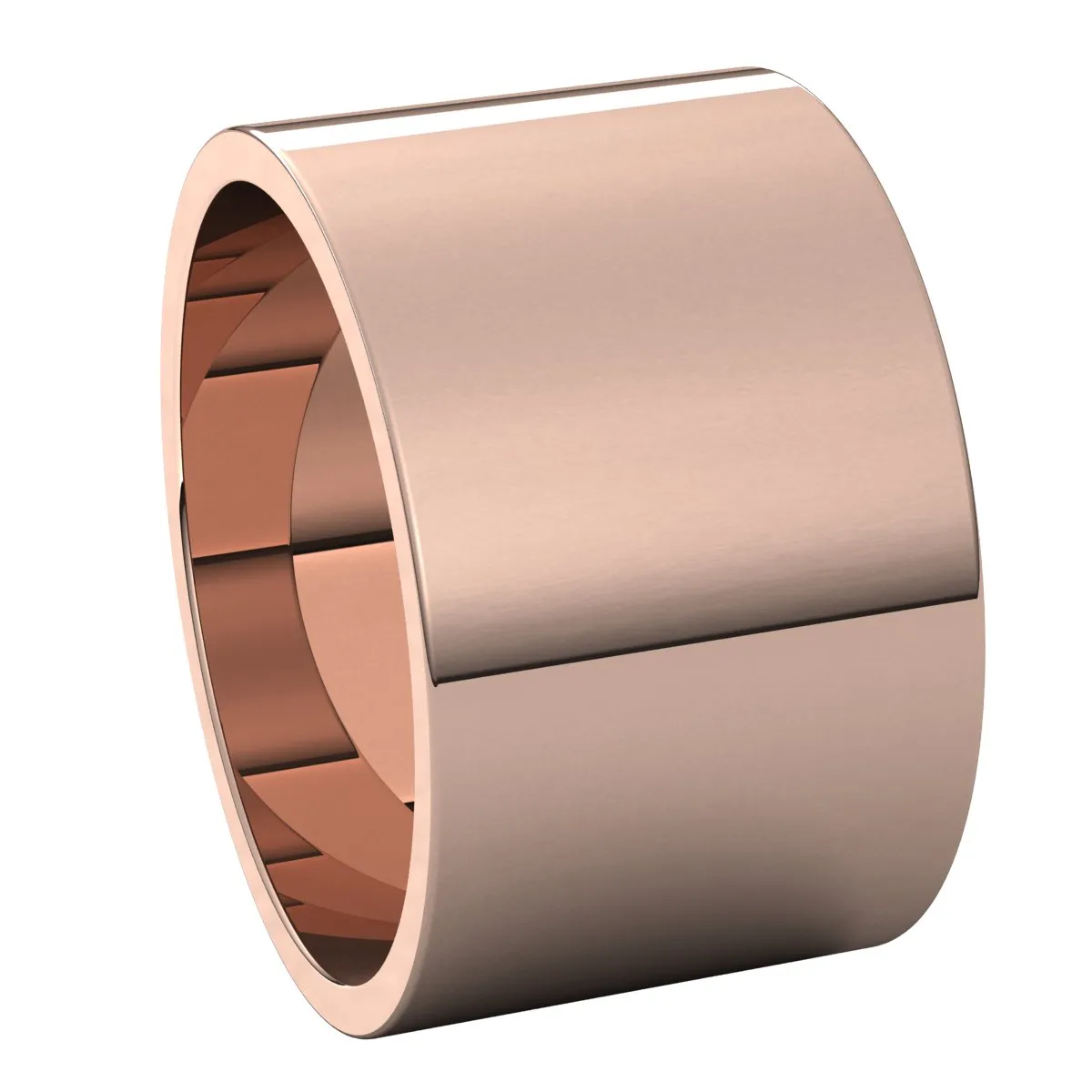 14K Rose Gold 12 mm flat Wedding Band