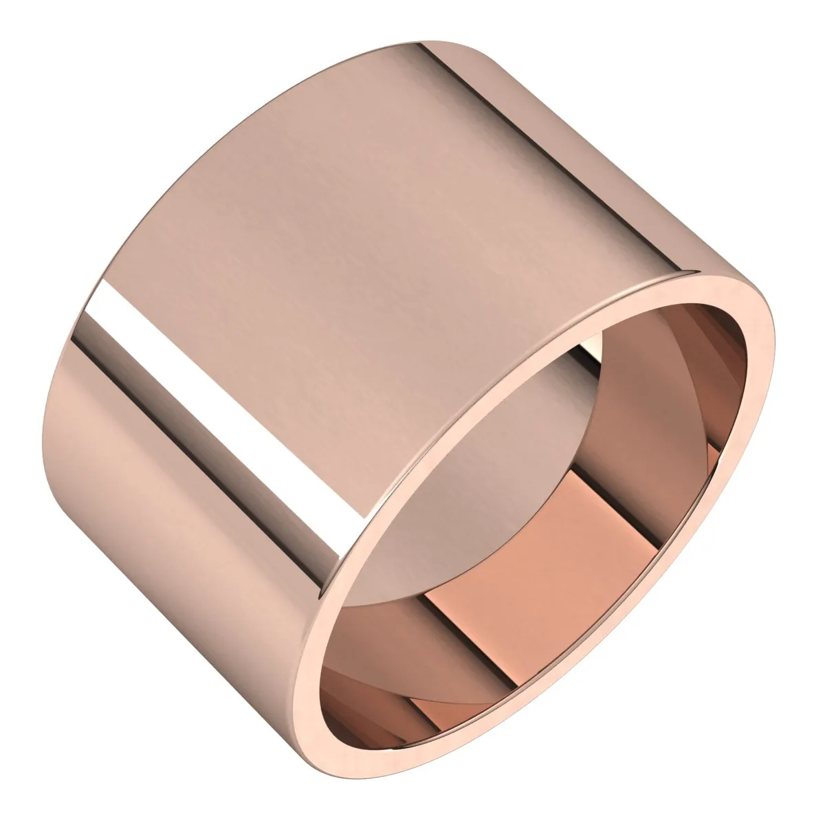 14K Rose Gold 12 mm flat Wedding Band