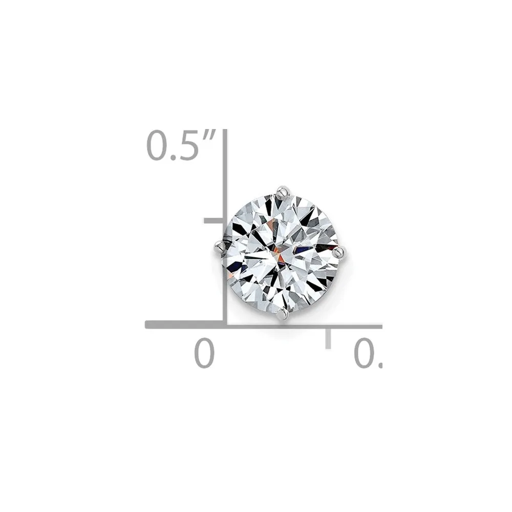 14k White Gold 1.5ct. 7.5mm Round G H I True Light Moissanite Solitaire Chain Slide