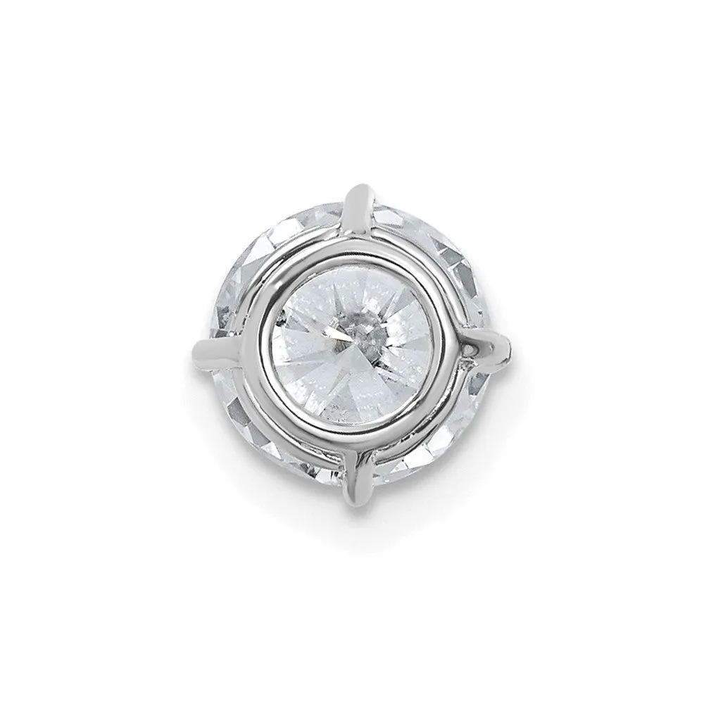 14k White Gold 1.5ct. 7.5mm Round G H I True Light Moissanite Solitaire Chain Slide