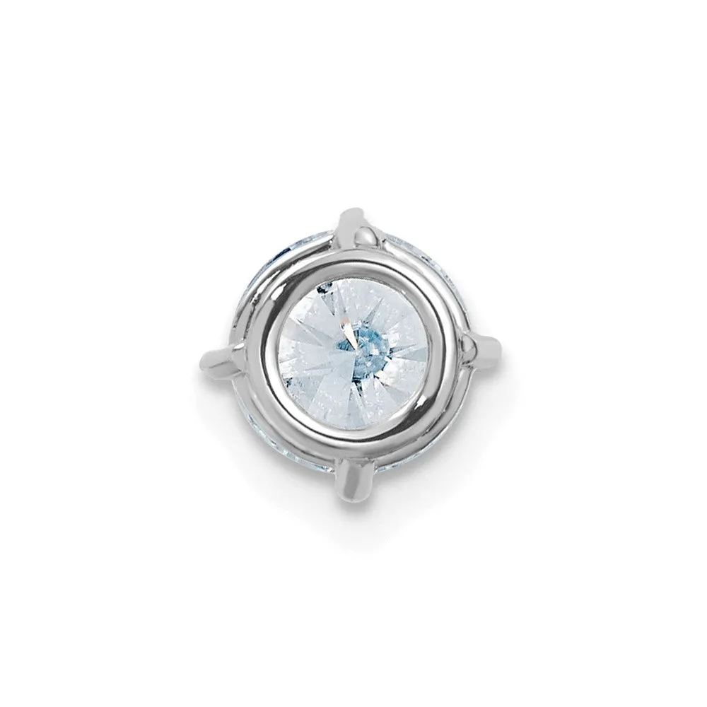 14k White Gold 1ct. 6.5mm Round D E F Pure Light Moissanite Solitaire Chain Slide