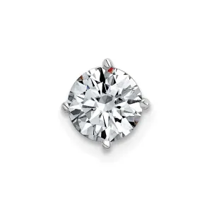 14k White Gold 1ct. 6.5mm Round D E F Pure Light Moissanite Solitaire Chain Slide