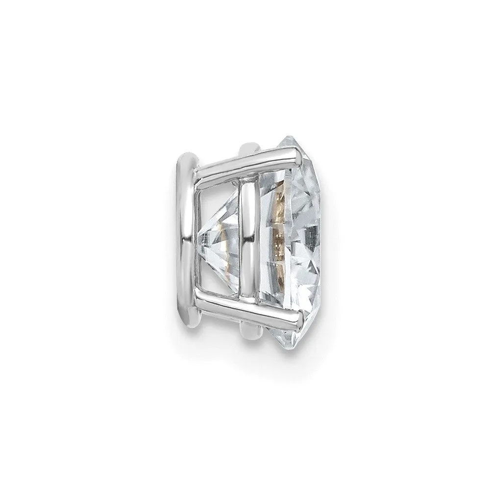 14k White Gold 2ct. 8.0mm Round G H I True Light Moissanite Solitaire Chain Slide