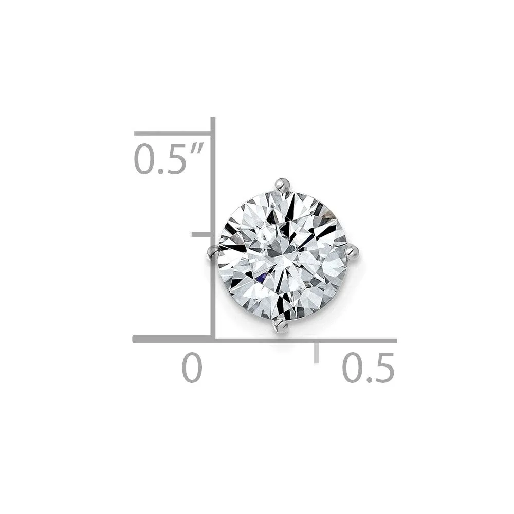 14k White Gold 2ct. 8.0mm Round G H I True Light Moissanite Solitaire Chain Slide