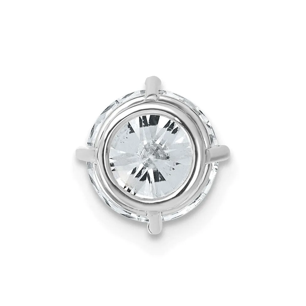 14k White Gold 2ct. 8.0mm Round G H I True Light Moissanite Solitaire Chain Slide