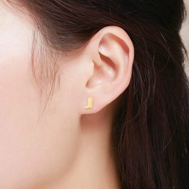 14K Yellow Gold Cowboy Boot Stud Earrings