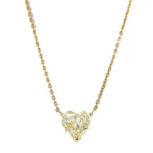 2.07 Carat Heart Fancy Light Yellow Diamond Solitaire Pendant Necklace