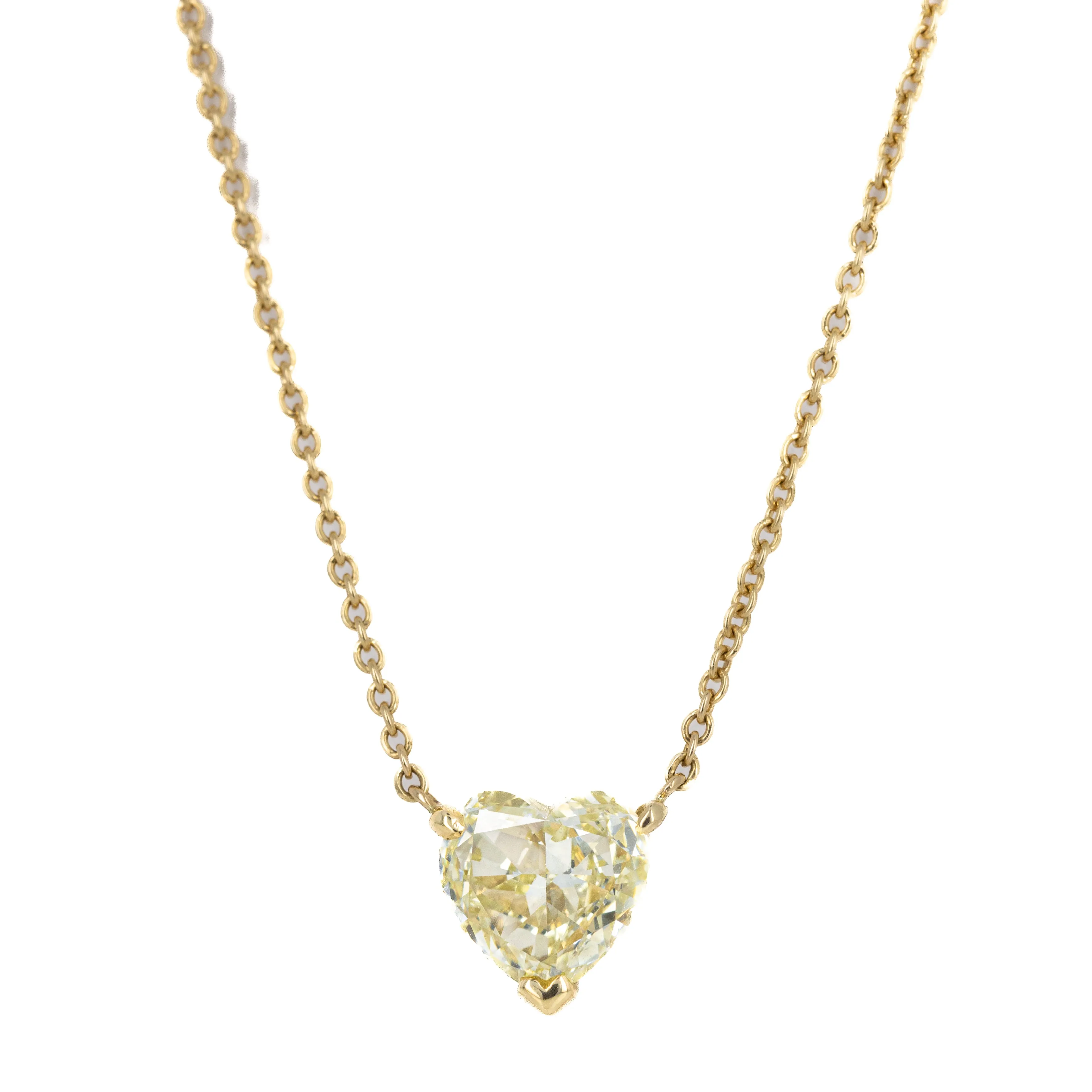 2.07 Carat Heart Fancy Light Yellow Diamond Solitaire Pendant Necklace