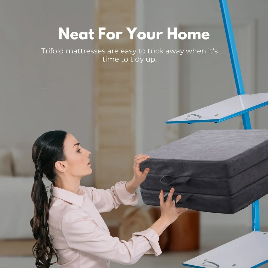 3 Fold Folding Mattress Double Light Grey
