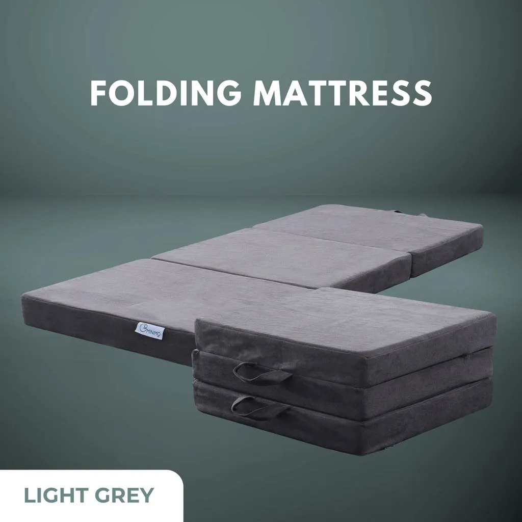 3 Fold Folding Mattress Double Light Grey