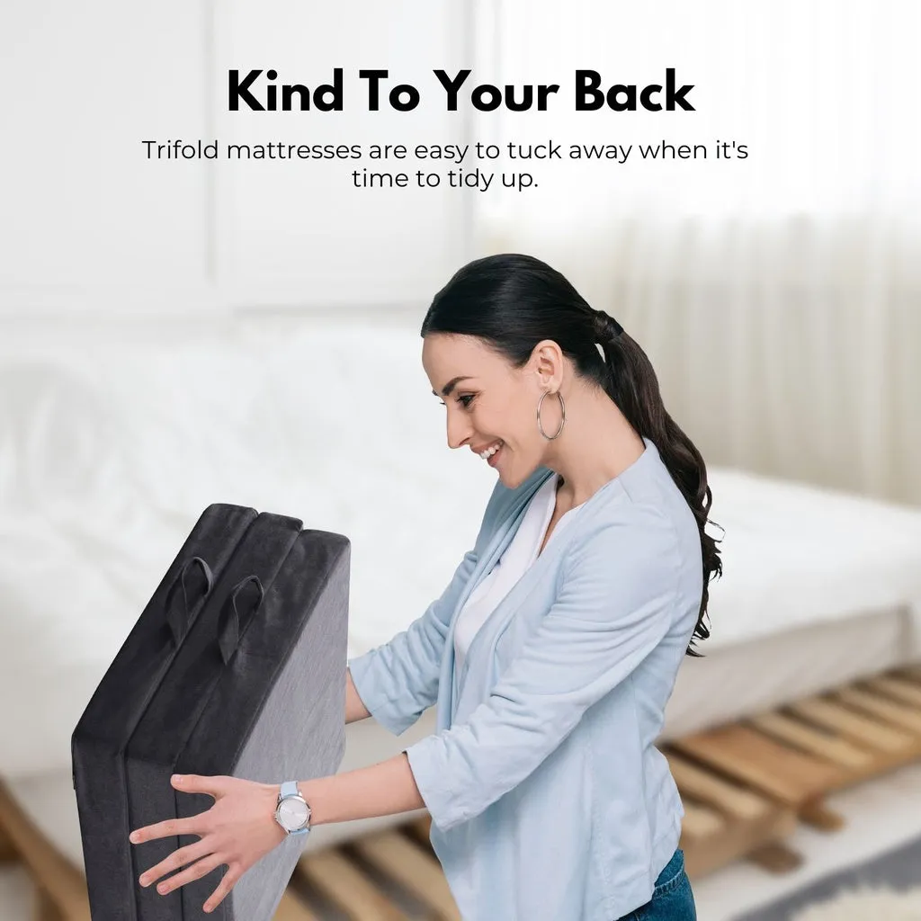 3 Fold Folding Mattress Double Light Grey