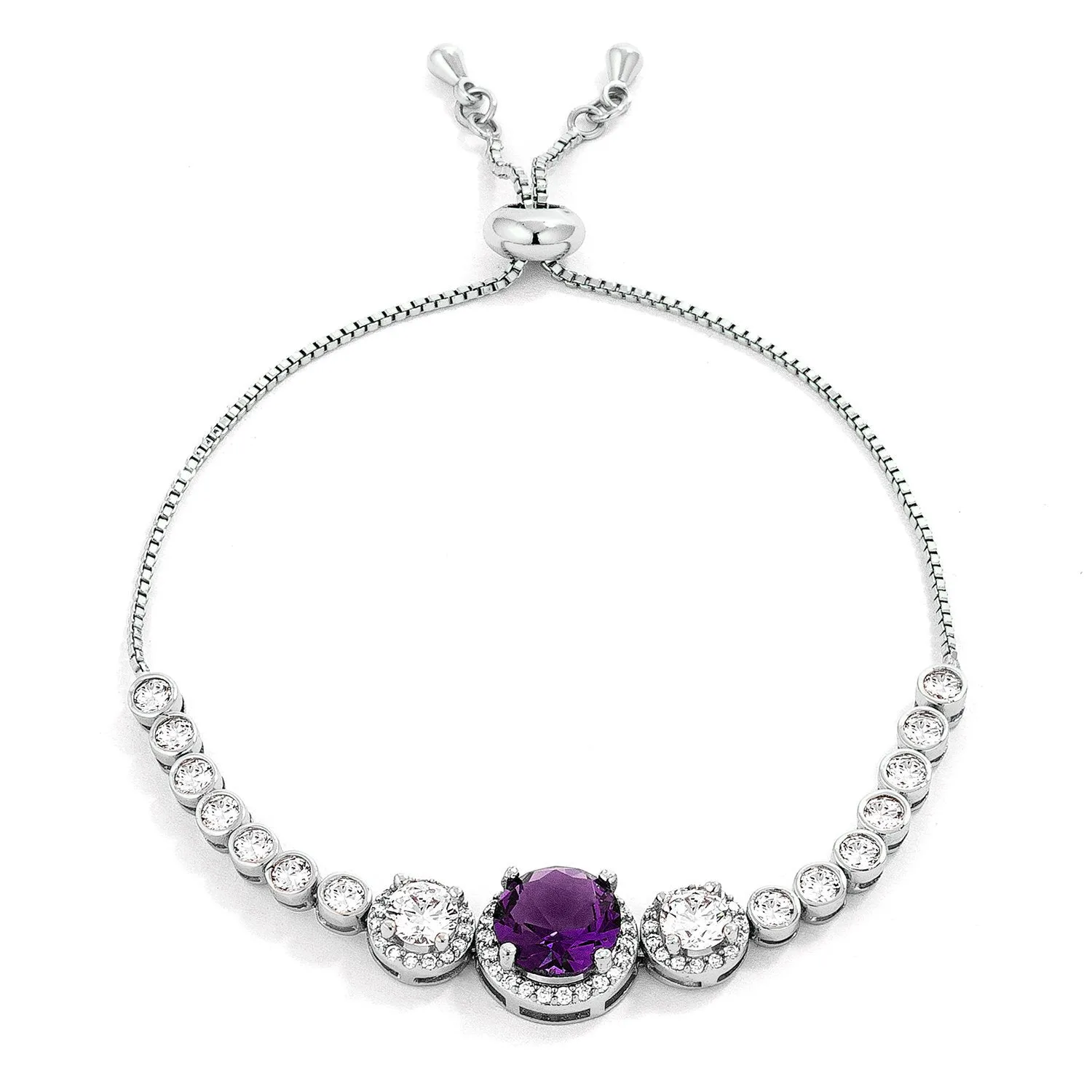 Abigail 9mm Round Graduated CZ Bolo Slider Bracelet