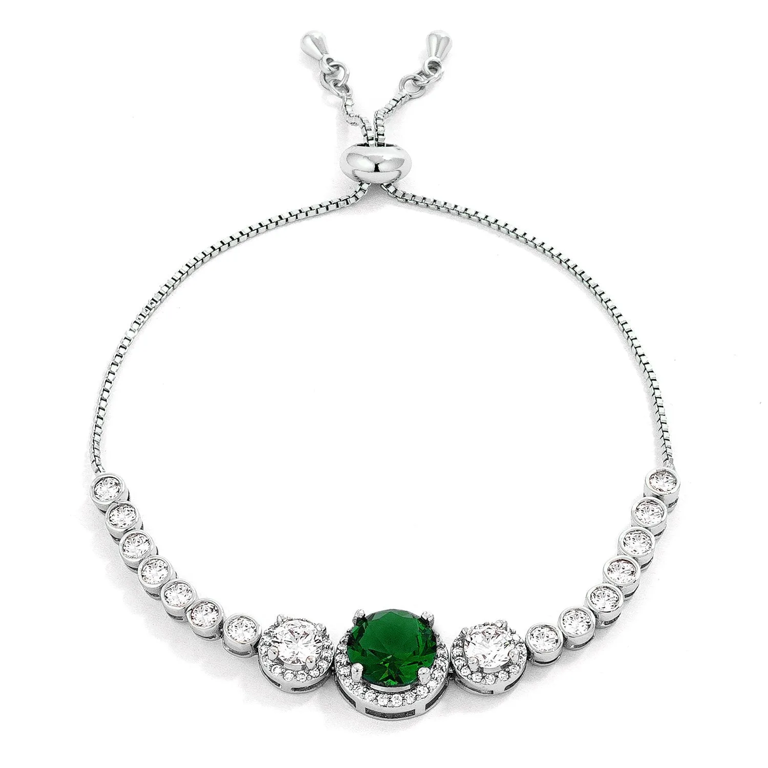 Abigail 9mm Round Graduated CZ Bolo Slider Bracelet