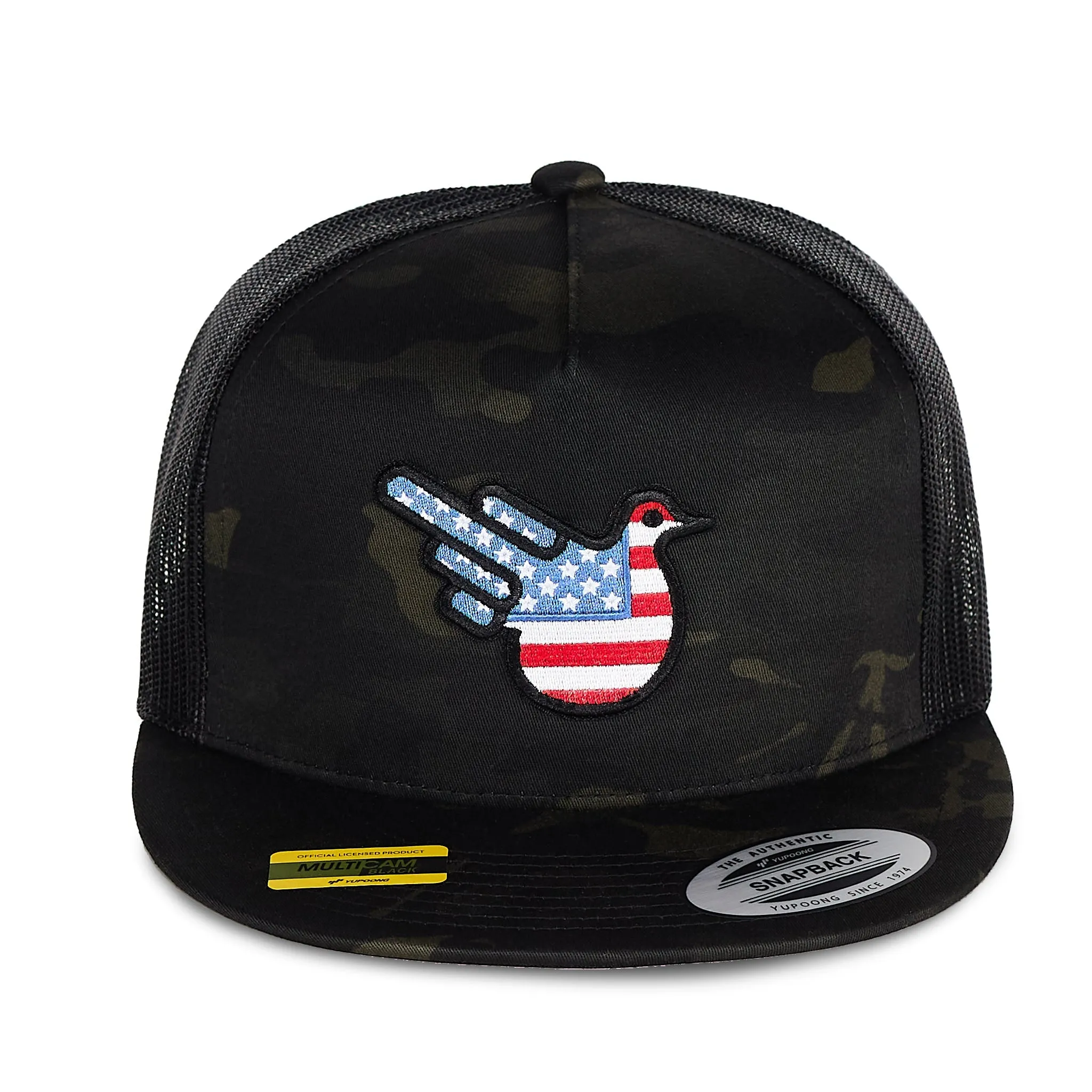 American Black Camo Trucker Flat Bill