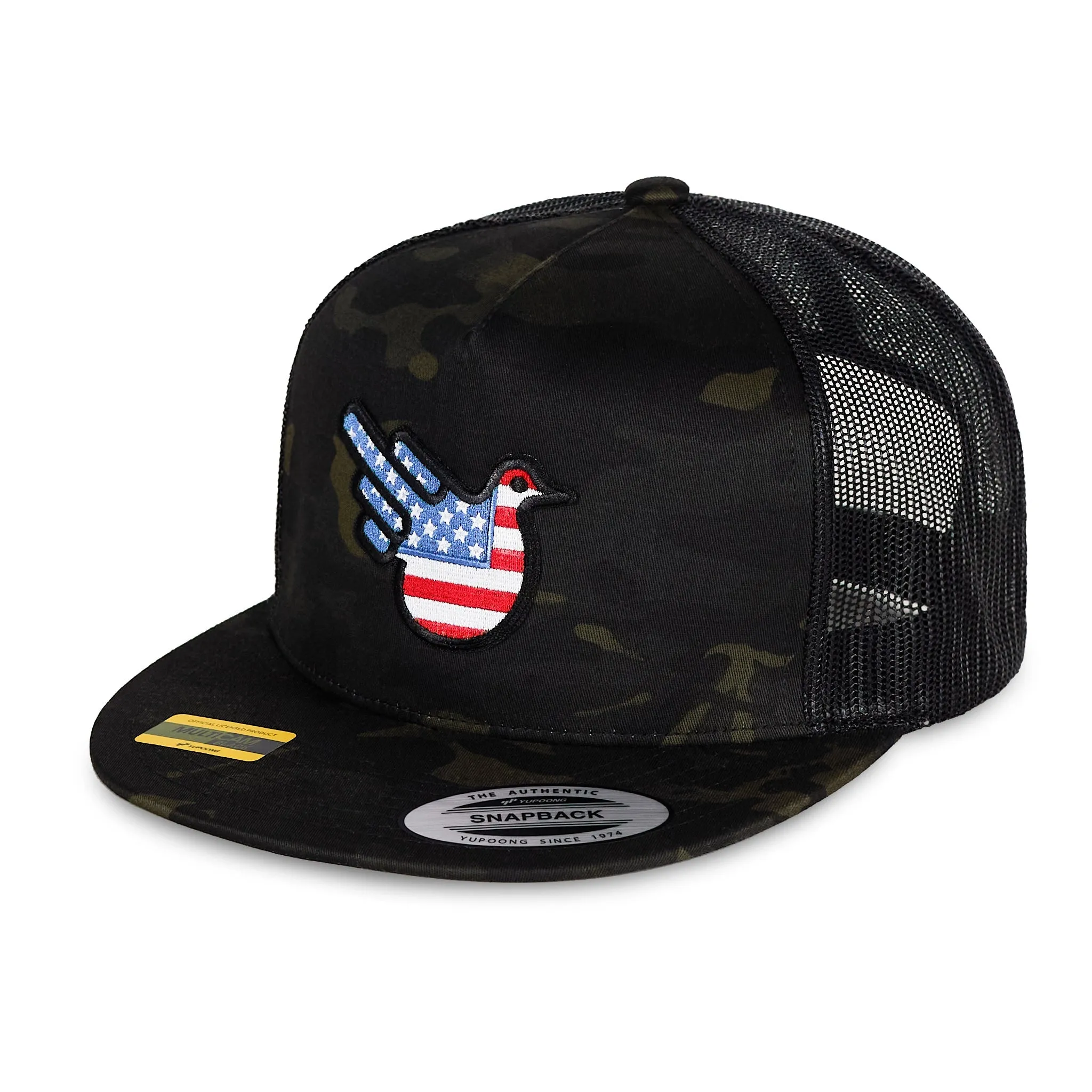 American Black Camo Trucker Flat Bill