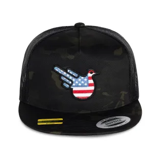 American Black Camo Trucker Flat Bill