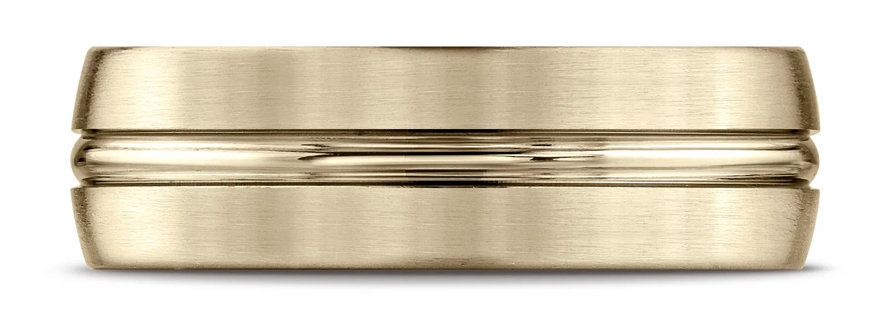 Benchmark 10k Yellow Gold 7mm Comfort-Fit Satin-Finish w/ High Polish Center Cut Carved Design Band,(4-15)