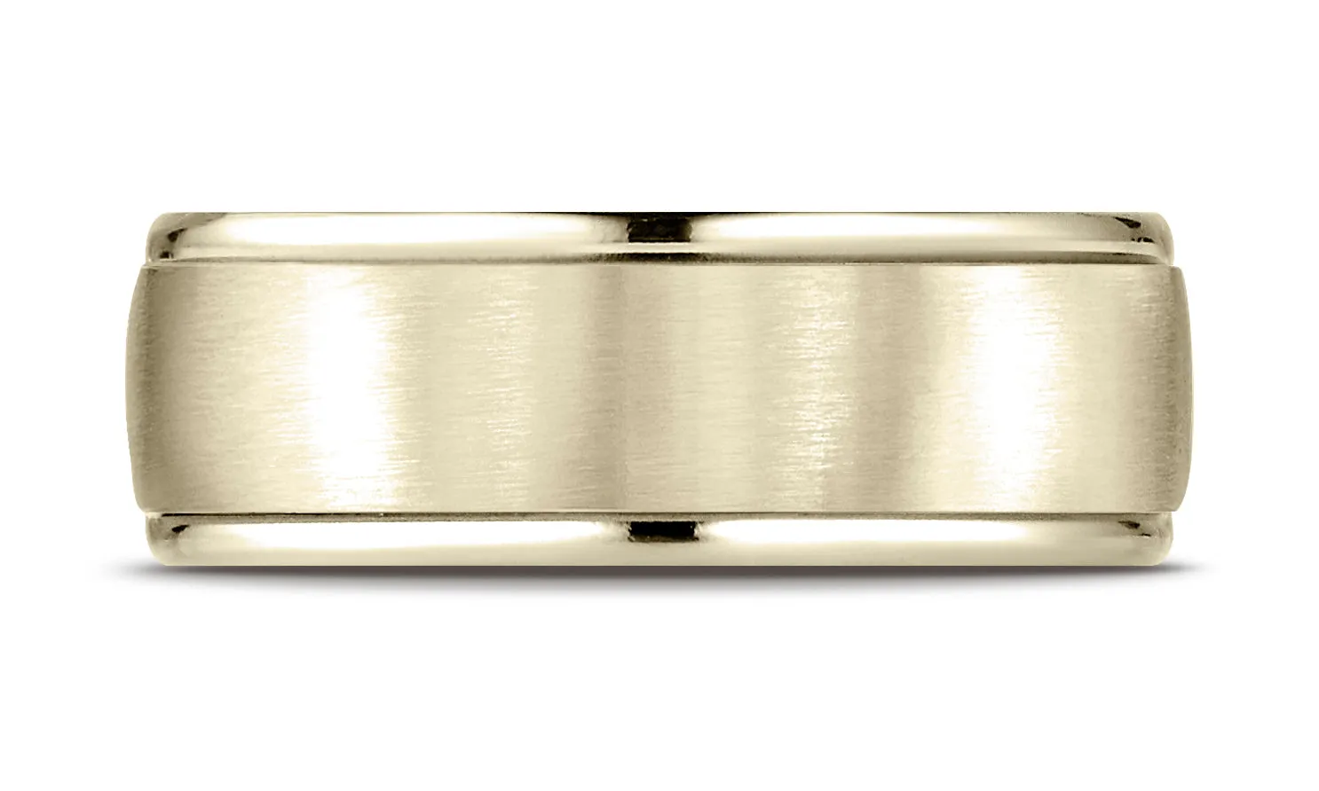 Benchmark 10K Yellow Gold 8mm Comfort-Fit Satin Finish High Polish Round Edge Carved Design Wedding Band