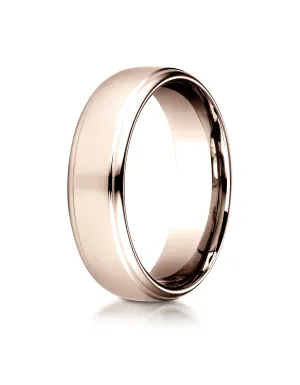 Benchmark 14k Rose Gold 6.5mm Comfort-Fit Drop Edge High Polish Design Band, (Sizes 4-14)