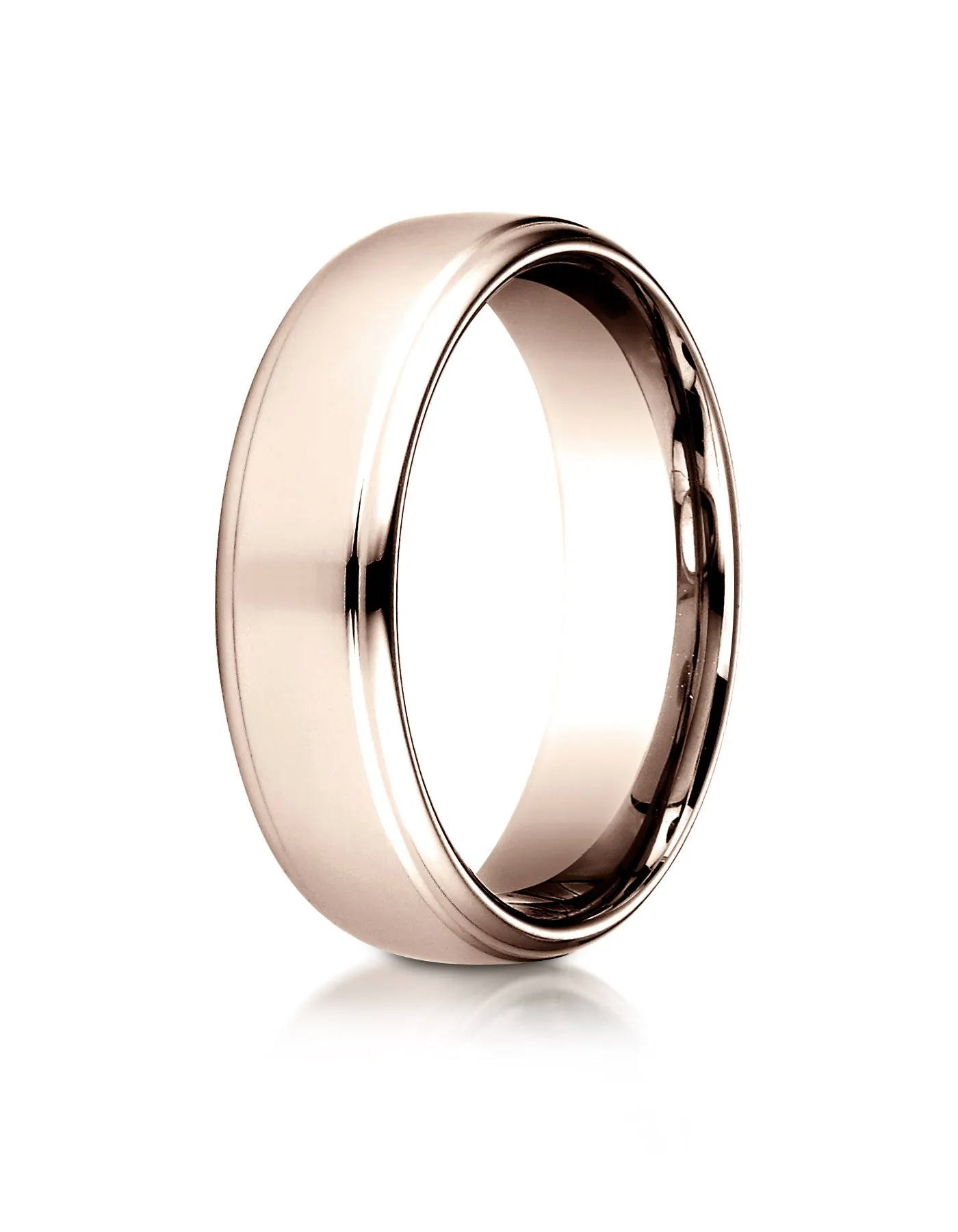 Benchmark 14k Rose Gold 6.5mm Comfort-Fit Drop Edge High Polish Design Band, (Sizes 4-14)