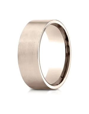 Benchmark 14K Rose Gold 8mm Comfort-Fit Satin-Finished Carved Design Wedding Band Ring (Sizes 4 - 15 )