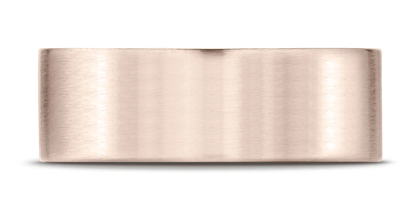 Benchmark 14K Rose Gold 8mm Comfort-Fit Satin-Finished Carved Design Wedding Band Ring (Sizes 4 - 15 )