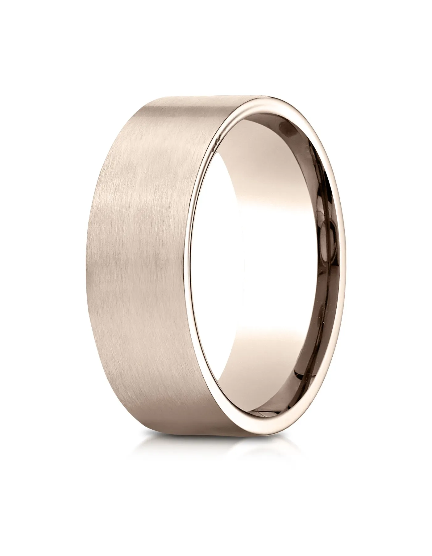 Benchmark 14K Rose Gold 8mm Comfort-Fit Satin-Finished Carved Design Wedding Band Ring (Sizes 4 - 15 )
