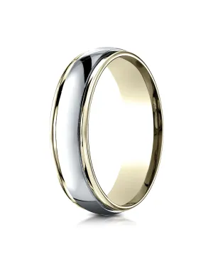 Benchmark 14K Two-Toned Gold 6mm Comfort-Fit High Polished Carved Design Wedding Band (Sizes 6 - 13 )
