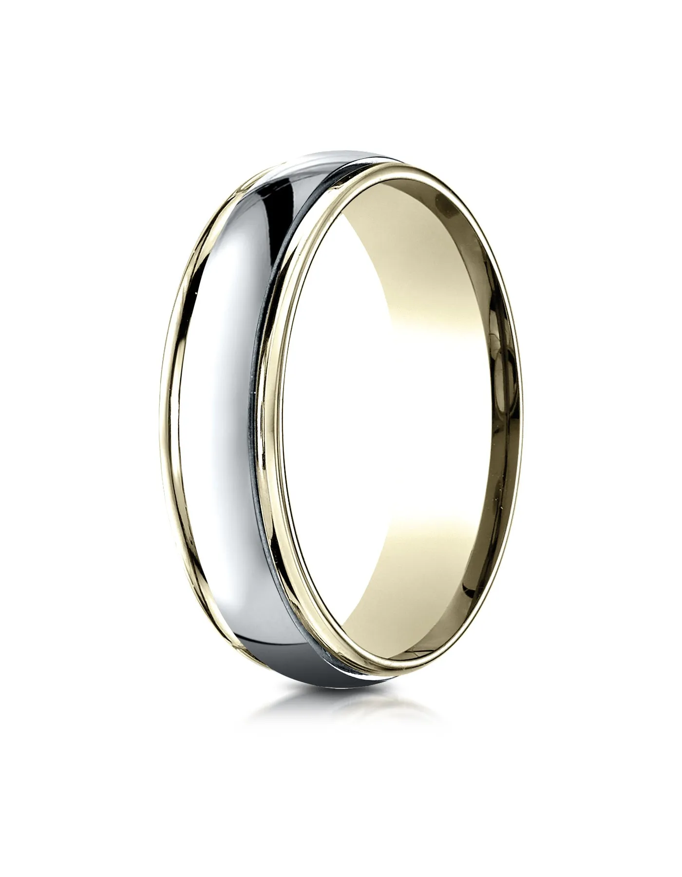 Benchmark 14K Two-Toned Gold 6mm Comfort-Fit High Polished Carved Design Wedding Band (Sizes 6 - 13 )