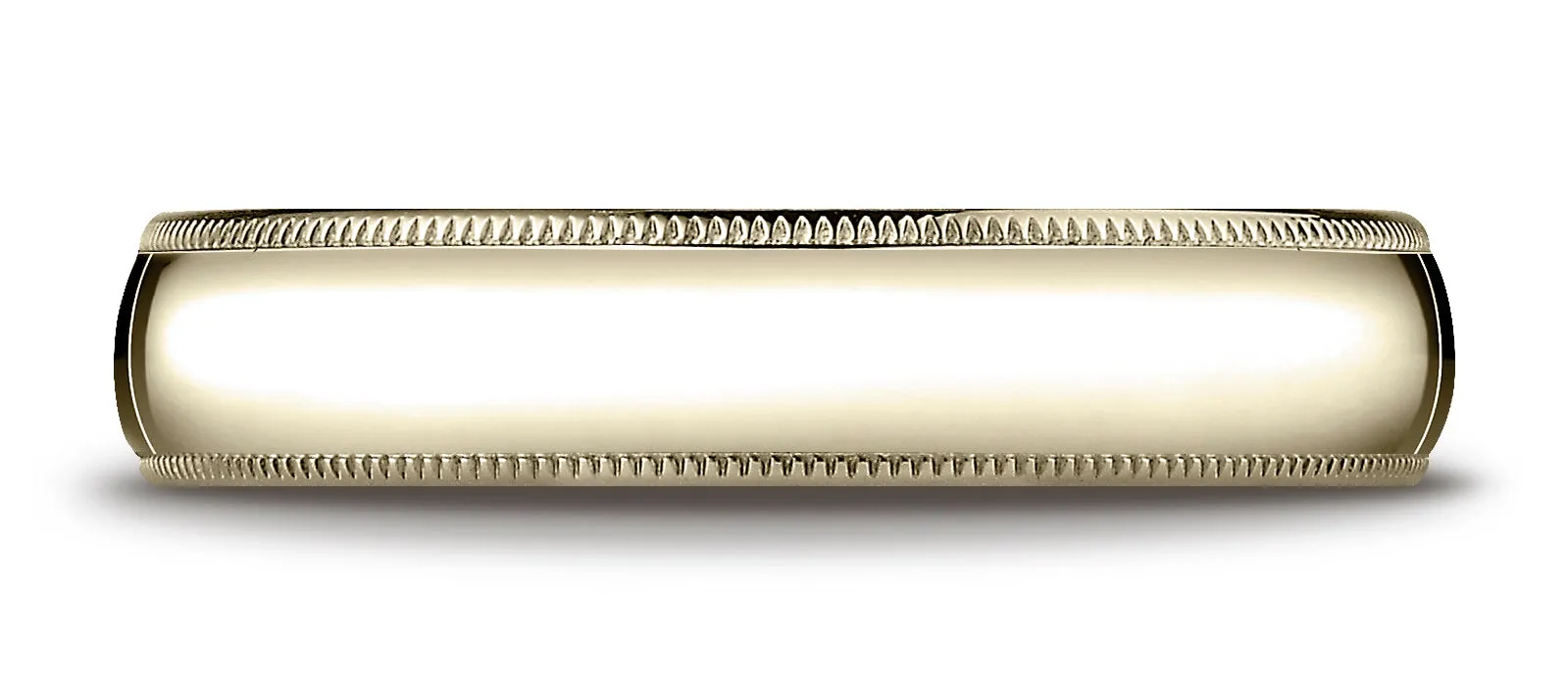 Benchmark 14K Yellow Gold 5mm Slightly Domed Super Light Comfort-Fit Wedding Band Ring with Milgrain
