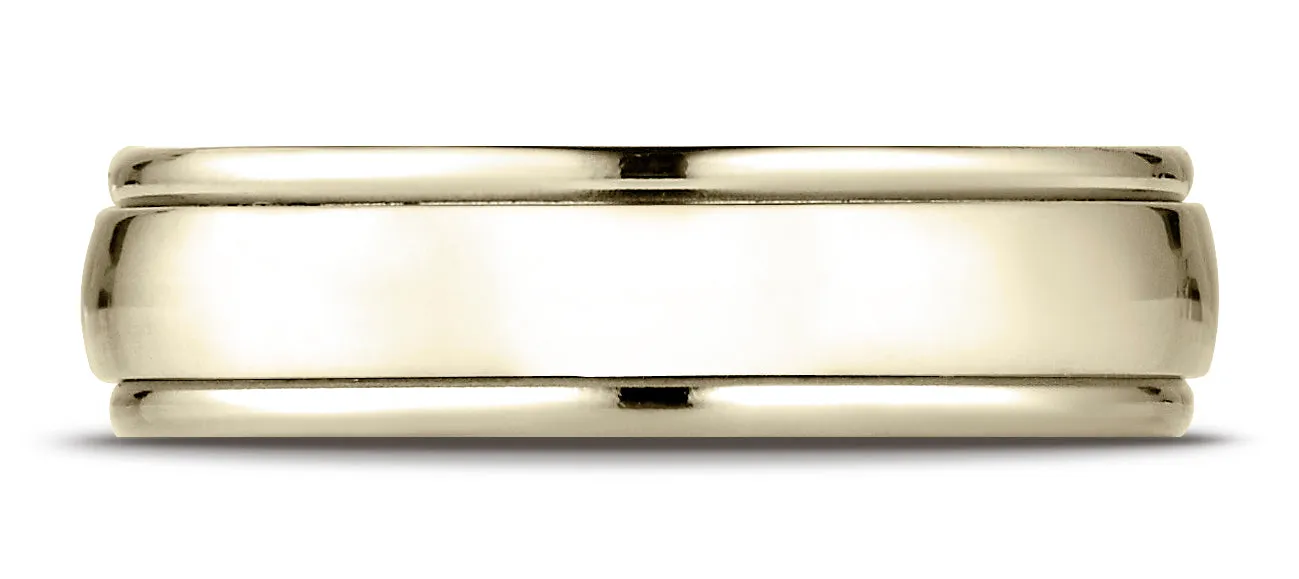 Benchmark 14K Yellow Gold 6mm Comfort-Fit High Polished Carved Design Wedding Band Ring