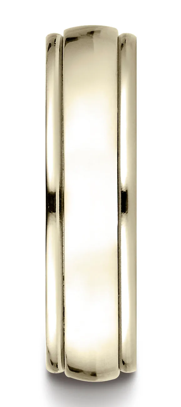 Benchmark 14K Yellow Gold 6mm Comfort-Fit High Polished Carved Design Wedding Band Ring
