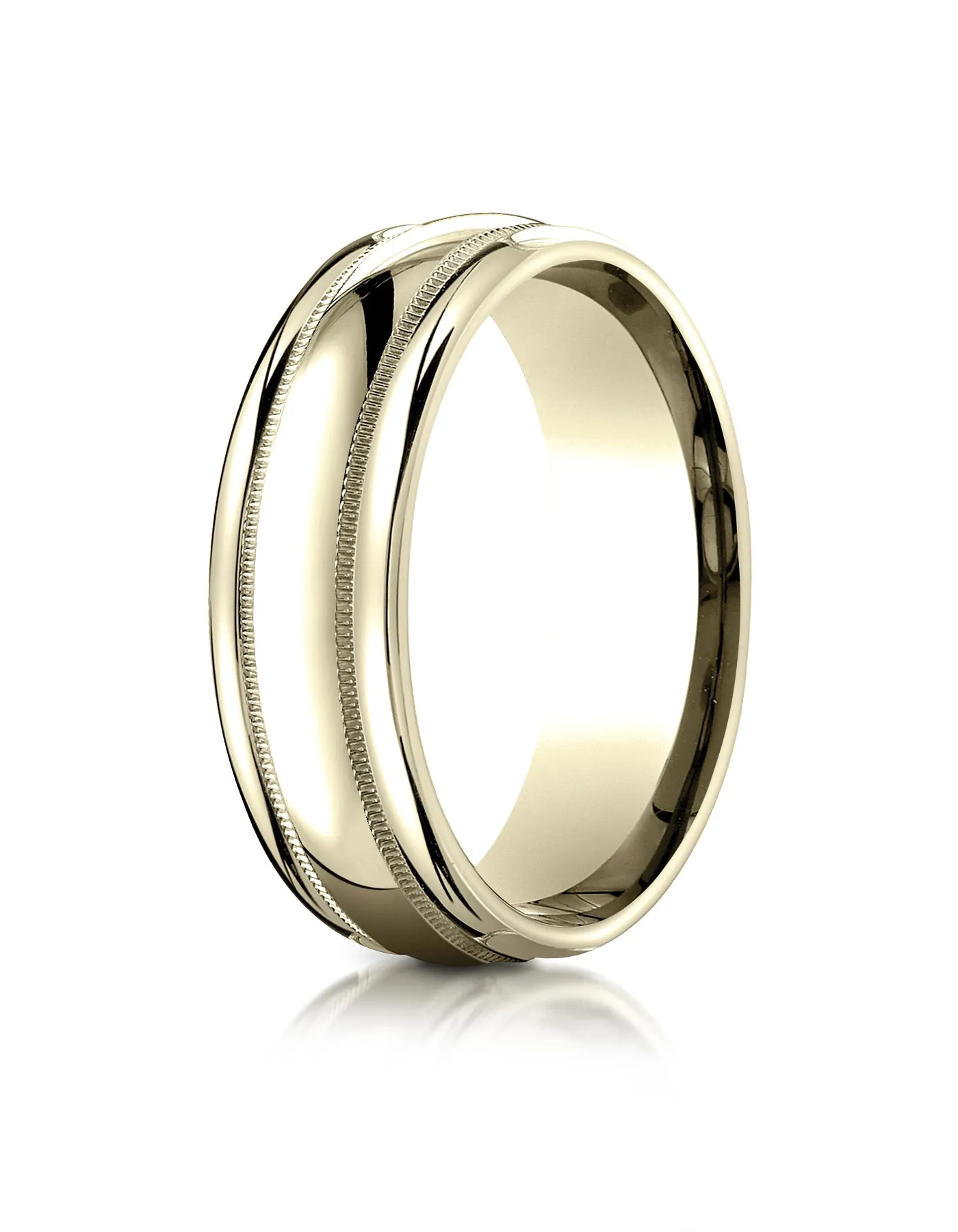 Benchmark 14K Yellow Gold 7.5mm Comfort-Fit Milgrain High Polish Carved Design Wedding Band Ring