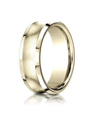 Benchmark 14K Yellow Gold 7.5mm Comfort-Fit Satin-Finished Concave Beveled Edge Design Wedding Band Ring