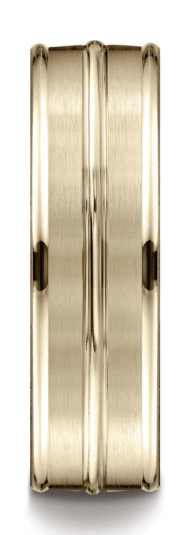 Benchmark 14k Yellow Gold 7mm Comfort-Fit Satin-Finish and Round Edge Carved Design Band, (Sizes 4-15)