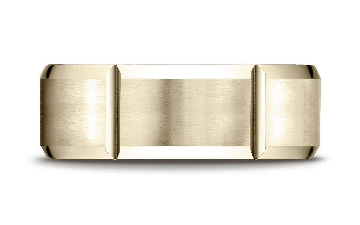 Benchmark 14K Yellow Gold 8mm Comfort-Fit Satin-Finished Grooves Carved Design Wedding Band Ring