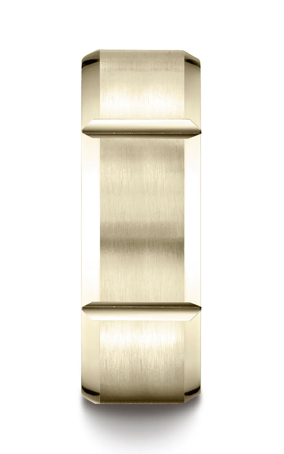 Benchmark 14K Yellow Gold 8mm Comfort-Fit Satin-Finished Grooves Carved Design Wedding Band Ring