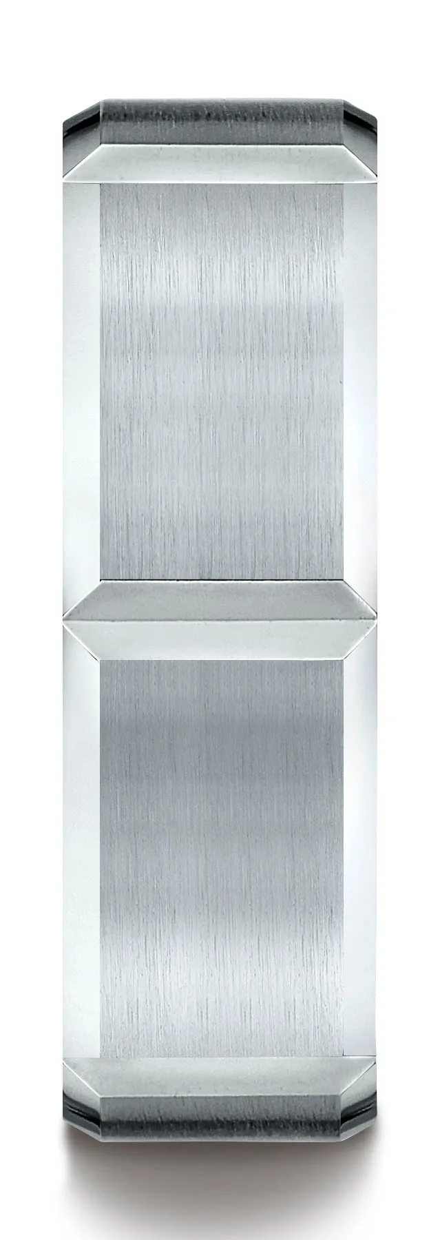 Benchmark 18k White Gold 7mm Comfort-Fit Satin-Finished Grooves Carved Design Band, (Sizes 4-15)