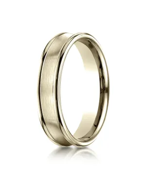 Benchmark 18K Yellow Gold 5.5mm Comfort-Fit Concave Round Edge Satin Center Design Wedding Band Ring