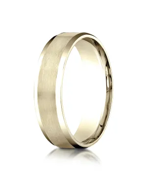 Benchmark 18K Yellow Gold 6mm Comfort-Fit Satin-Finish w/  High Polished Beveled Edge Carved Design Ring