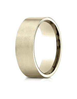 Benchmark 18K Yellow Gold 8mm Comfort-Fit Satin-Finished Carved Design Wedding Band Ring (Sizes 4 - 15 )