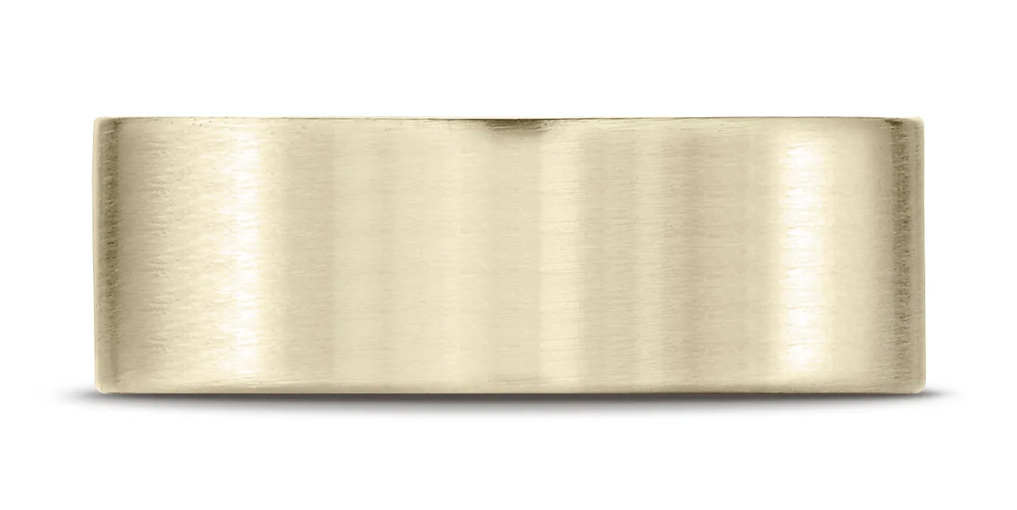Benchmark 18K Yellow Gold 8mm Comfort-Fit Satin-Finished Carved Design Wedding Band Ring (Sizes 4 - 15 )