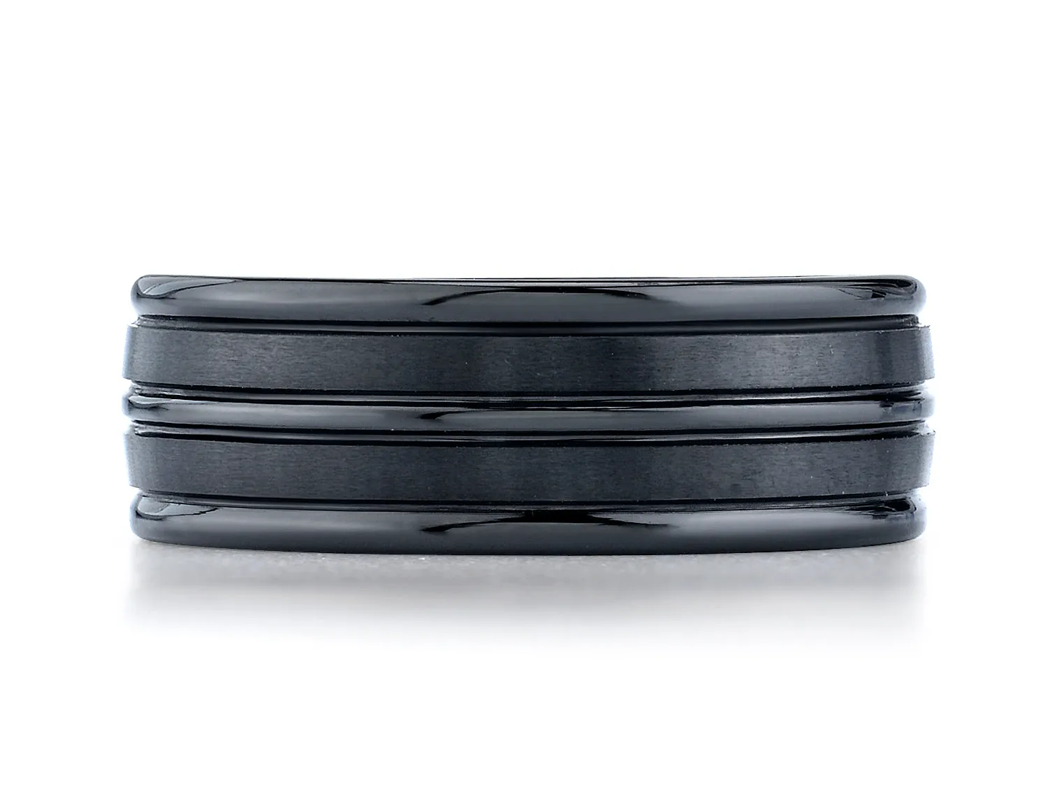 Benchmark Ceramic 8mm Comfort-Fit Satin-Finished High Polished Center & Round Edge Design Wedding Band