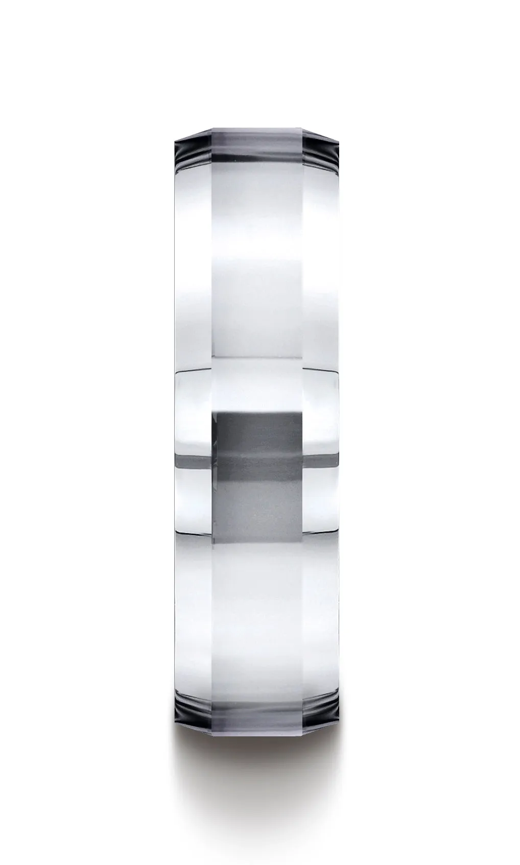Benchmark Cobaltchrome 7mm Comfort-Fit High Polished Beveled Edge Design Wedding Band Ring