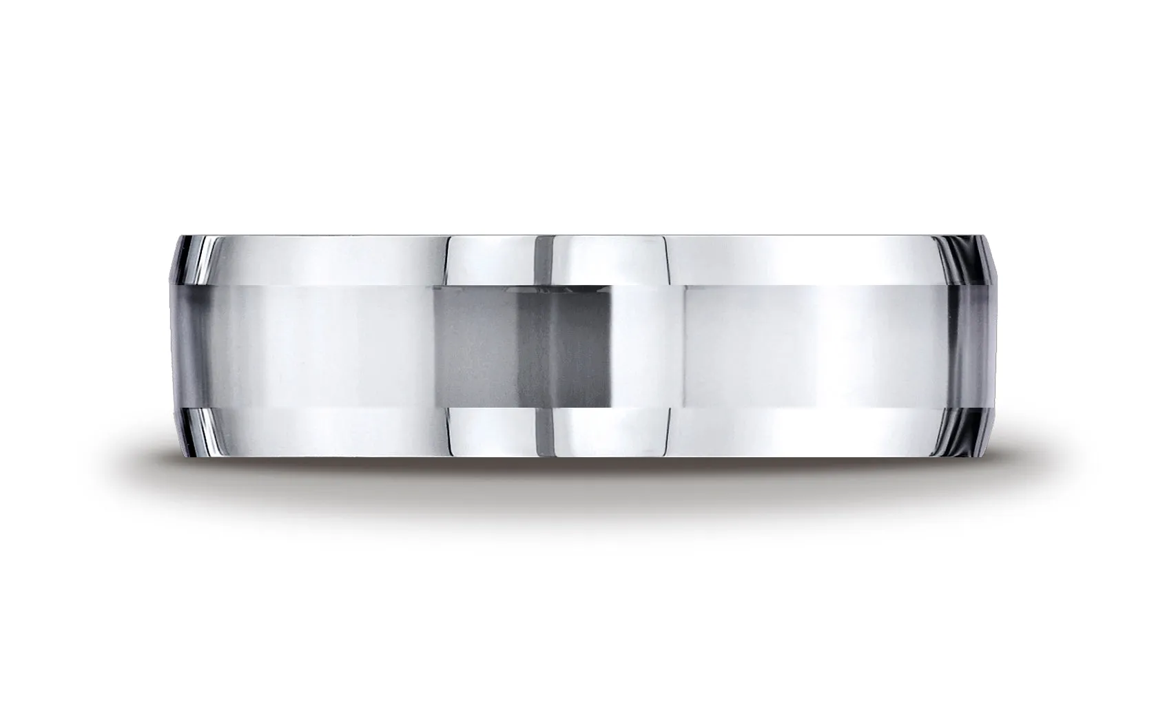Benchmark Cobaltchrome 7mm Comfort-Fit High Polished Beveled Edge Design Wedding Band Ring