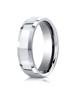 Benchmark Cobaltchrome 7mm Comfort-Fit High Polished Beveled Edge Design Wedding Band Ring