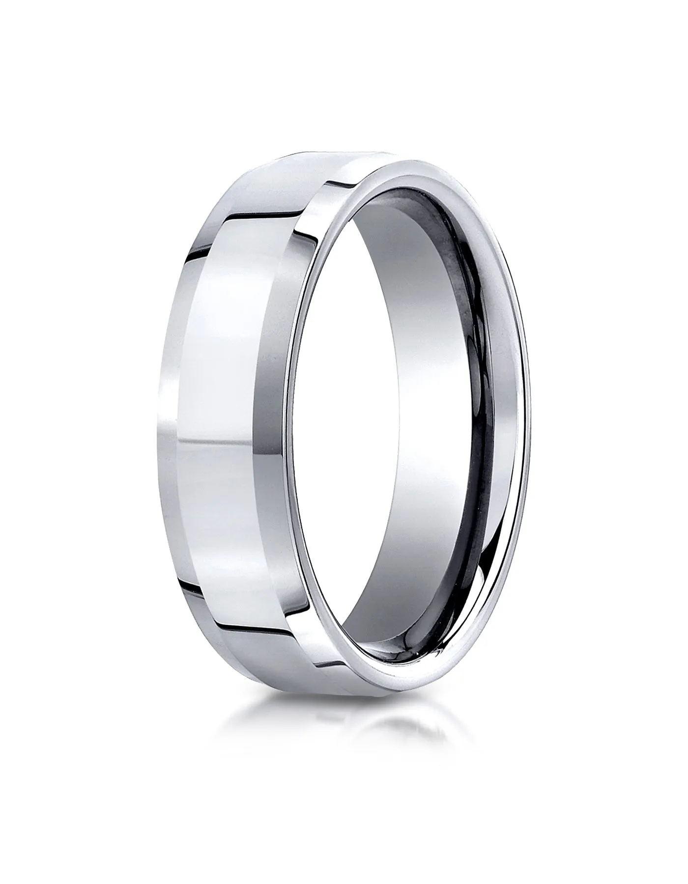 Benchmark Cobaltchrome 7mm Comfort-Fit High Polished Beveled Edge Design Wedding Band Ring